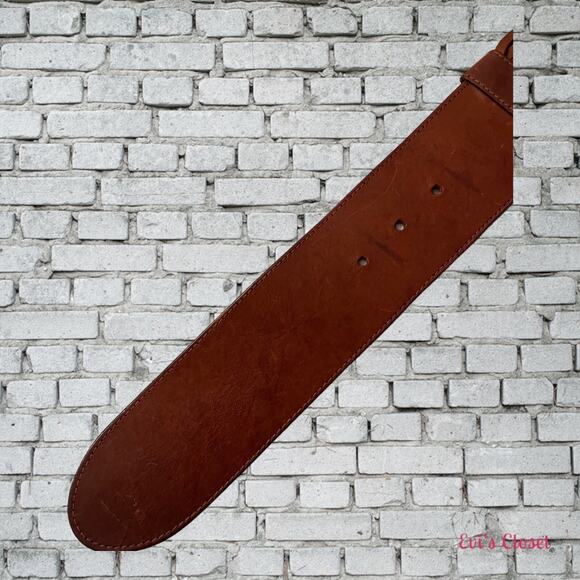 Belt Women Vintage German Made Brown Hipster Genuine Leather Size 36 Check Desc - Picture 6 of 9